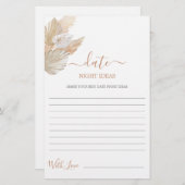 Date Nuit idées pampas herbe carte de douche nupti (Devant / Derrière)