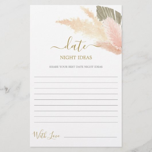 Date Nuit idées pampas herbe carte de douche nupti (Devant)