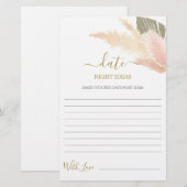 Date Nuit idées pampas herbe carte de douche nupti (Devant / Derrière)