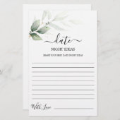 Date Nuit idées verdure carte de douche nuptiale (Devant / Derrière)