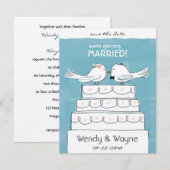 Date Oiseaux Gâteau de Mariage Mariée & Marié Save the (Devant / Derrière)