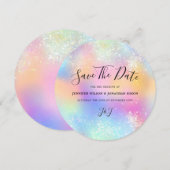 Date Paillettes holographiques mariage pastel Save the  (Devant / Derrière)