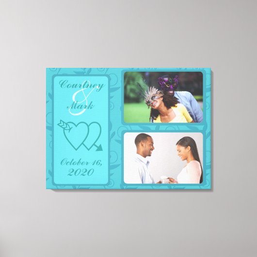 Date photo de mariage personnalisable toile art (Recto)