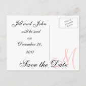 Date, prénom et carte postale Monogramme initiale (Dos)