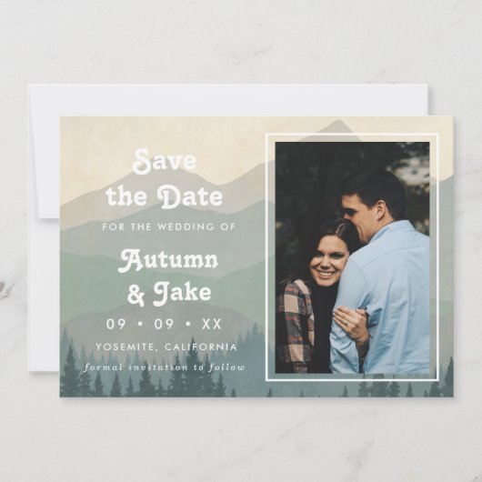 Date Retro Blue Mountains Photo Wedding Save The (Devant)