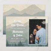 Date Retro Blue Mountains Photo Wedding Save The (Devant / Derrière)