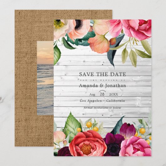 Date Rustique Boho Floral Mariage Bohème Photo Save The (Devant / Derrière)