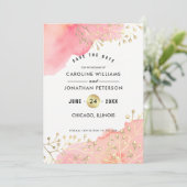 Date Save the date. Aquarelle botanique rose (Debout devant)