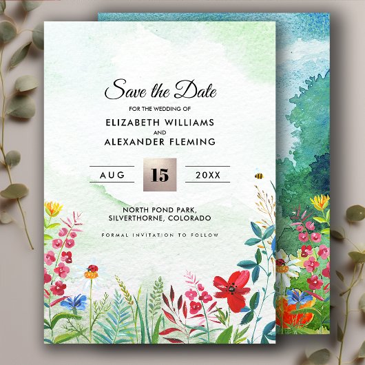 Date Save the Date. Wild Meadow | Summer Forest