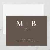 Date Simple Monogramme Contemporain Marron Save the Dat (Devant / Derrière)