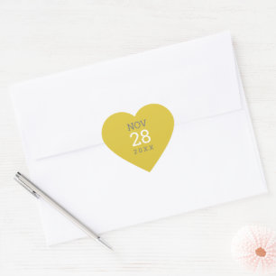 DATE STACK eenvoudig modern type mosterd geel grij Hart Sticker