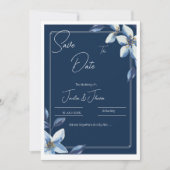 Date Victorian Bleu Fleur Dusty Blue Mariage Save The  (Devant)