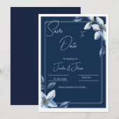 Date Victorian Bleu Fleur Dusty Blue Mariage Save The  (Devant / Derrière)