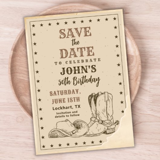 Date Western Save The Date, Cowboy 50e anniversaire