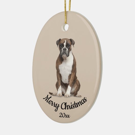 Dated Custom Photo kerstbox Boxer Dog Keramisch Ornament (Links)