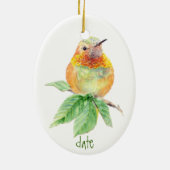 Dated Custom Waterverf Rufous Hummingbird, Bird Keramisch Ornament (Achterkant)