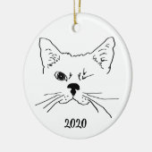 Dated Cute Smilking Winking Cat Drawing Keramisch Ornament (Links)