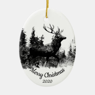 Dated Kerstmis Custom Stag Deer Animal Art Keramisch Ornament