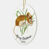 Dated Kerstmis Custom Waterverf Mouse Animal Keramisch Ornament (Links)