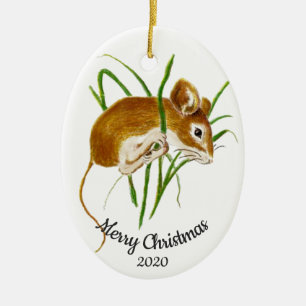 Dated Kerstmis Custom Waterverf Mouse Animal Keramisch Ornament