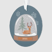 Dated kerstsneeuwWereldbol met Deer, persoonlijk Ornament (voorkant)