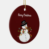 Dated Merry Kerstmis Snowman Persoonlijk Keramisch Ornament (Rechts)