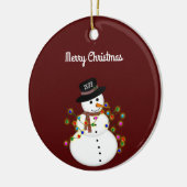 Dated Merry Kerstmis Snowman Persoonlijk Keramisch Ornament (Links)