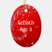 Dated Oval Dog Foto met kerstversiering Keramisch Ornament (Achterkant)