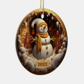 Dated Snowman-kerstversiering Keramisch Ornament (Rechts)