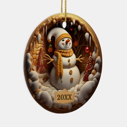 Dated Snowman-kerstversiering Keramisch Ornament (Rechts)