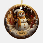 Dated Snowman-kerstversiering Keramisch Ornament (Voorkant)