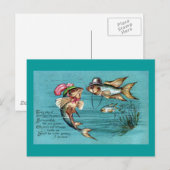 Datende vis met Petten Vintage Briefkaart (Voorkant / Achterkant)