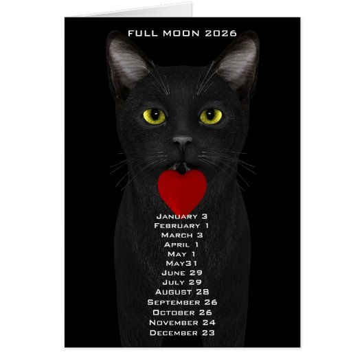 Dates de pleine lune chat 2026 (Devant)