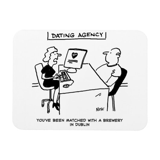 Datingbureau komt overeen met bierdrinker met een magneet (Horizontaal)