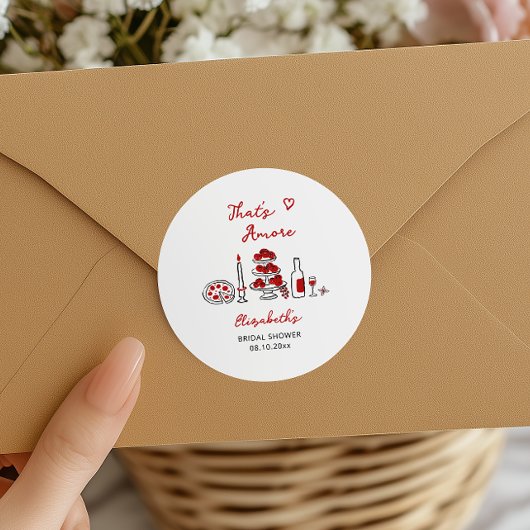 Dat's Amore Italiaanse Handgetekende Rood Bruiloft Ronde Sticker