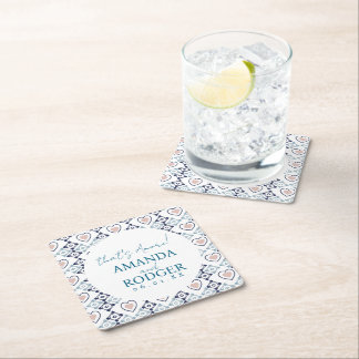 Dat's Amore Italiaanse Tegels en Harten Vierkante Kartonnen Onderzetter