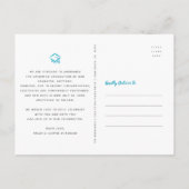 Datum afstuderen foto turquoise script navy wijzig uitnodiging briefkaart (Achterkant)