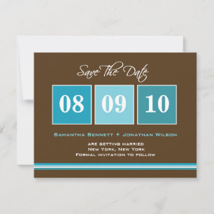 Datum Blokken Save The Date Kaart - Turquoise