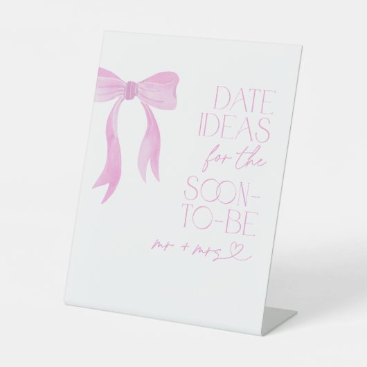 Datum Ideeën Pink Bow Vrijgezellenfeest Game Reclamebord Met Voetstuk (Voorkant)