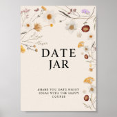 Datum Jar Boho Wildflower Wedding Sign Poster (Voorkant)