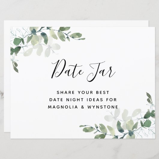 Datum Jar Bord - Eucalyptus Bruiloftsfeest (Voorkant / Achterkant)