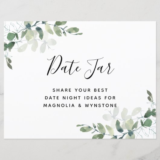 Datum Jar Bord - Eucalyptus Bruiloftsfeest (Voorkant)