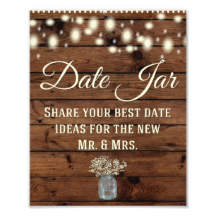 Datum Jar, bruiloft, bruiloft Decor, Rustic Foto Afdruk