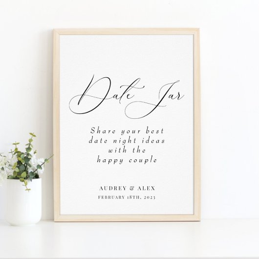 Datum Jar Modern Zwarte Bruiloft Activiteit Bord Poster