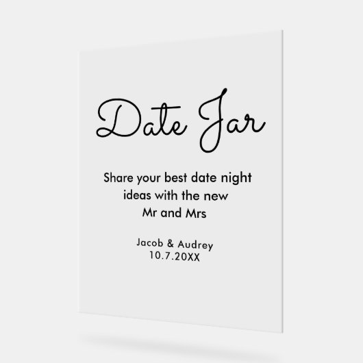 Datum Jar Trouwdouche Acryl Bord (Hoek)
