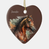Datum & Naam Kerstmis Paard Keramisch Ornament (Rechts)