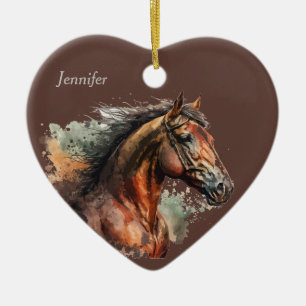 Datum & Naam Kerstmis Paard Keramisch Ornament
