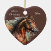 Datum & Naam Kerstmis Paard Keramisch Ornament (Achterkant)