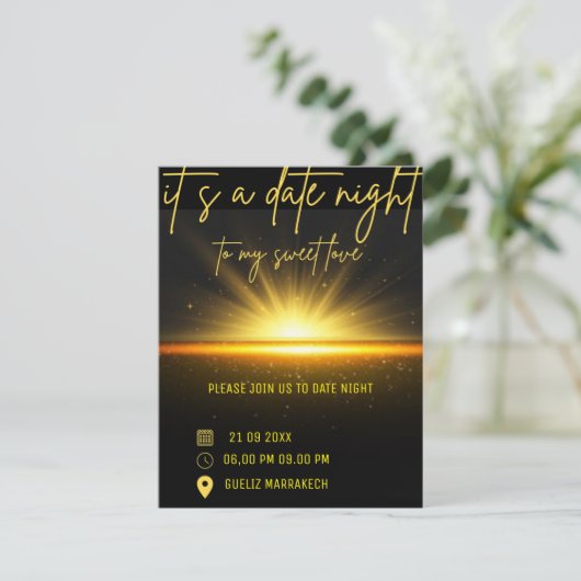 Datum Nacht Uitnodiging Diner, Datum Diner Te (Staand voorkant)