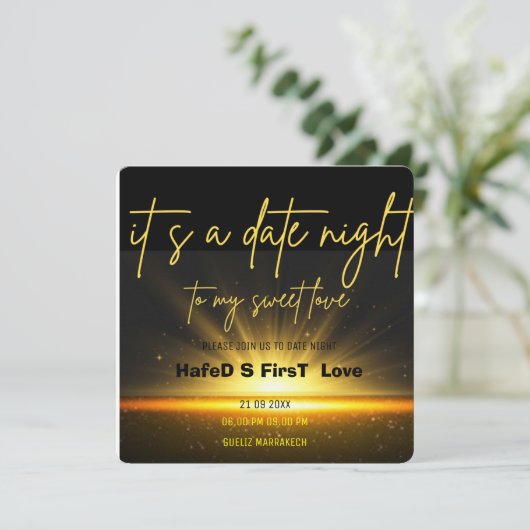 Datum Nacht Uitnodiging Diner, Datum Diner Te (Staand voorkant)